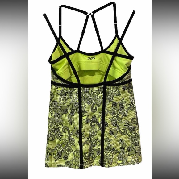 LORNA JANE- Neon Green/Black Paisley Sports Bra Tank XS Athletic Gym CrossFit - Picture 2 of 9